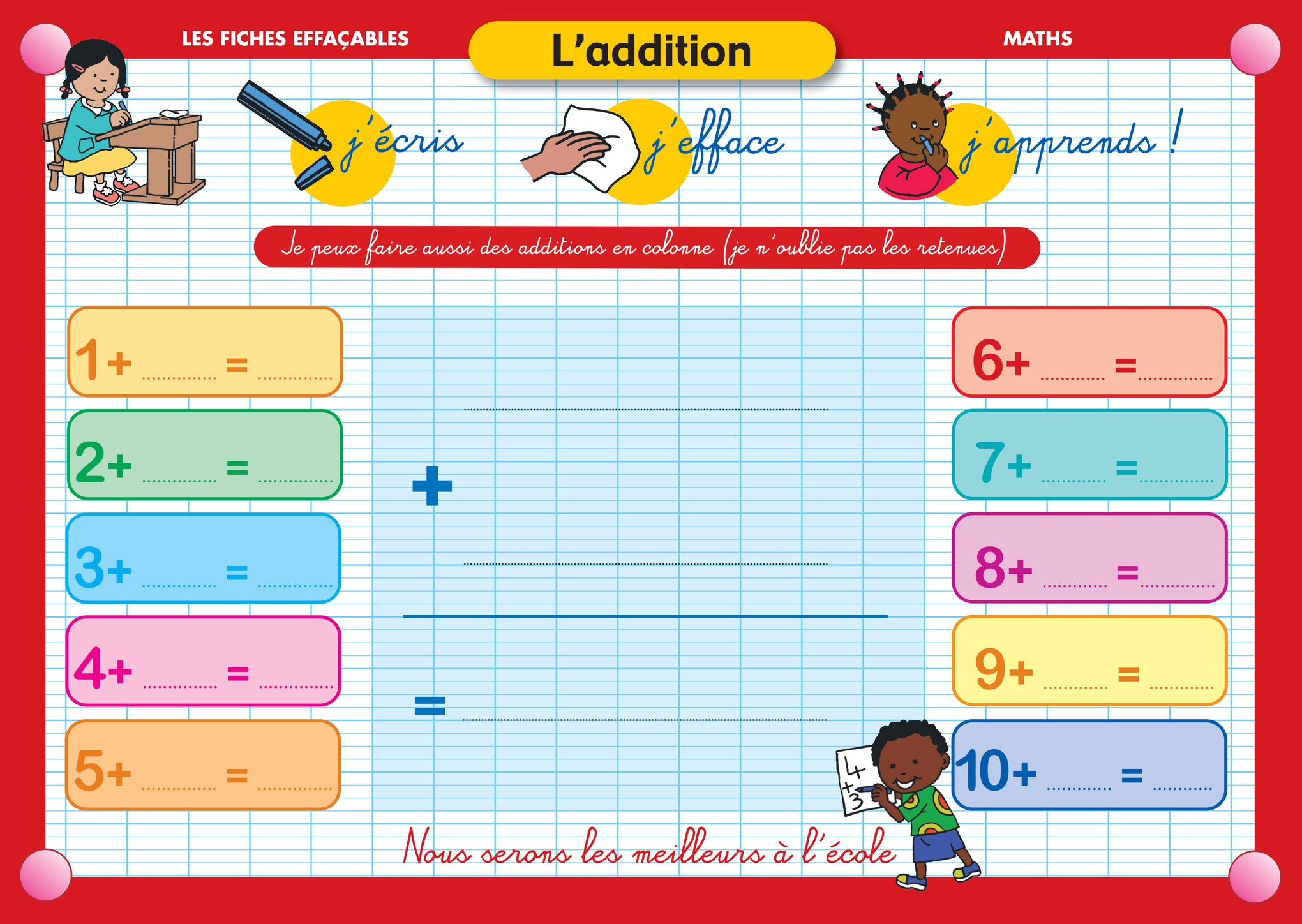 FICHE EFFAÇABLE L'ADDITION