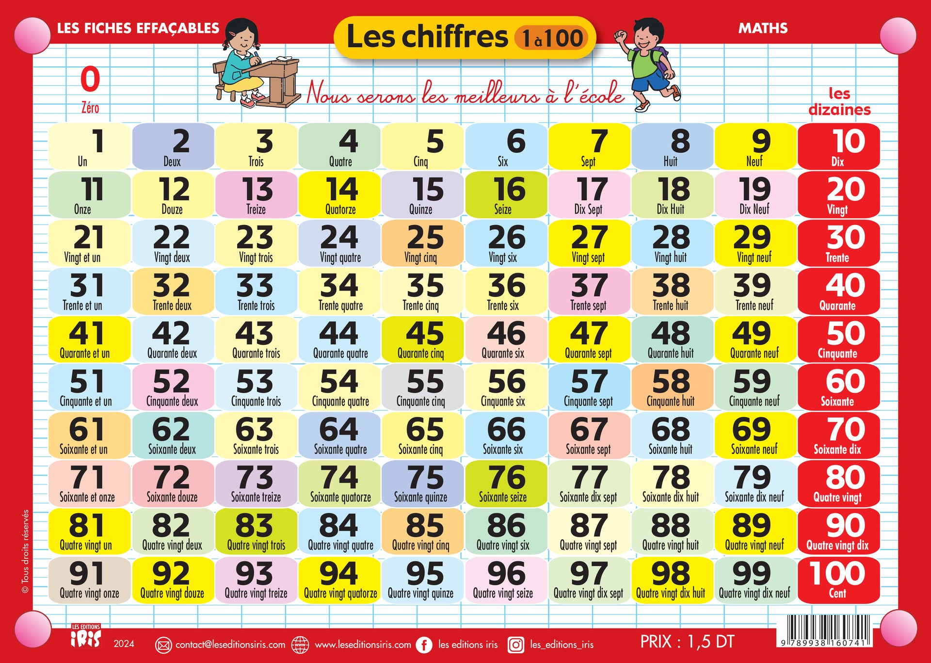 FICHE EFFAÇABLE LES CHIFFRES 1 À 100
