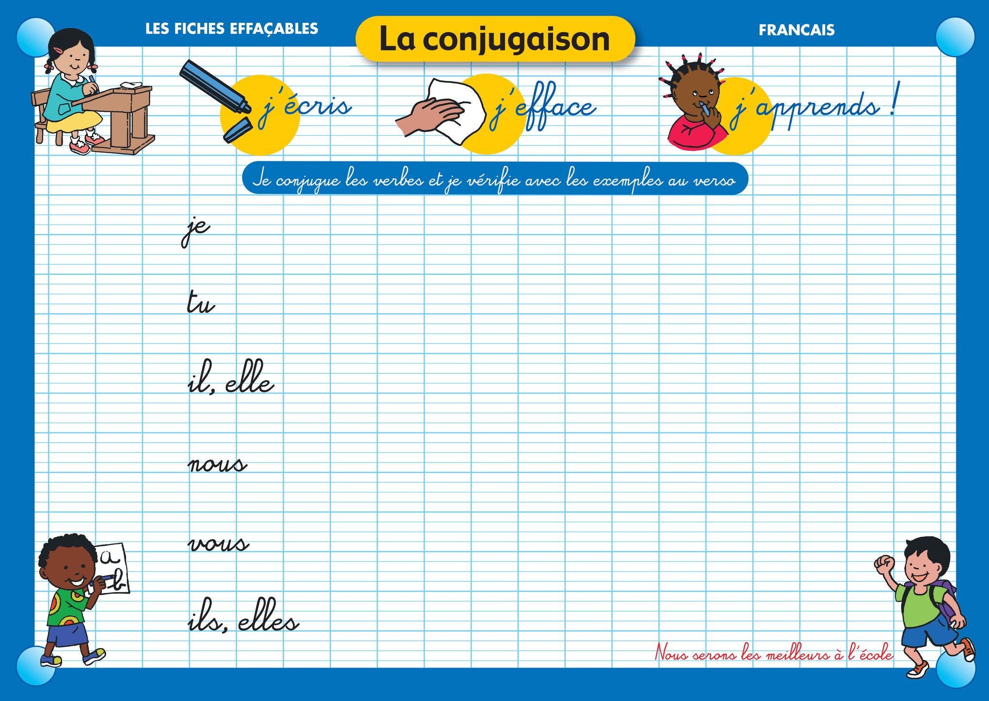 FICHE EFFAÇABLE LA CONJUGAISON