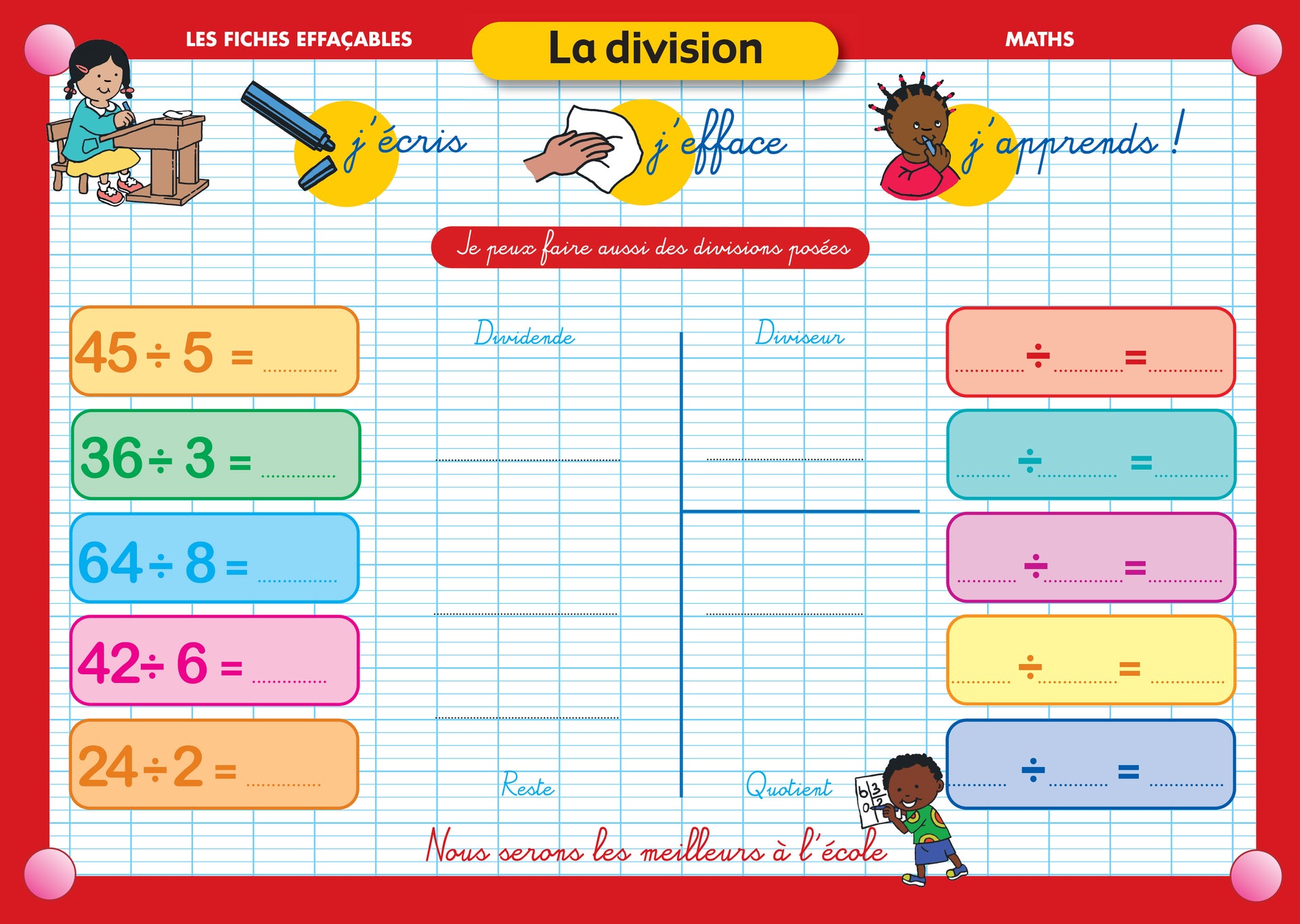 FICHE EFFAÇABLE LA DIVISION