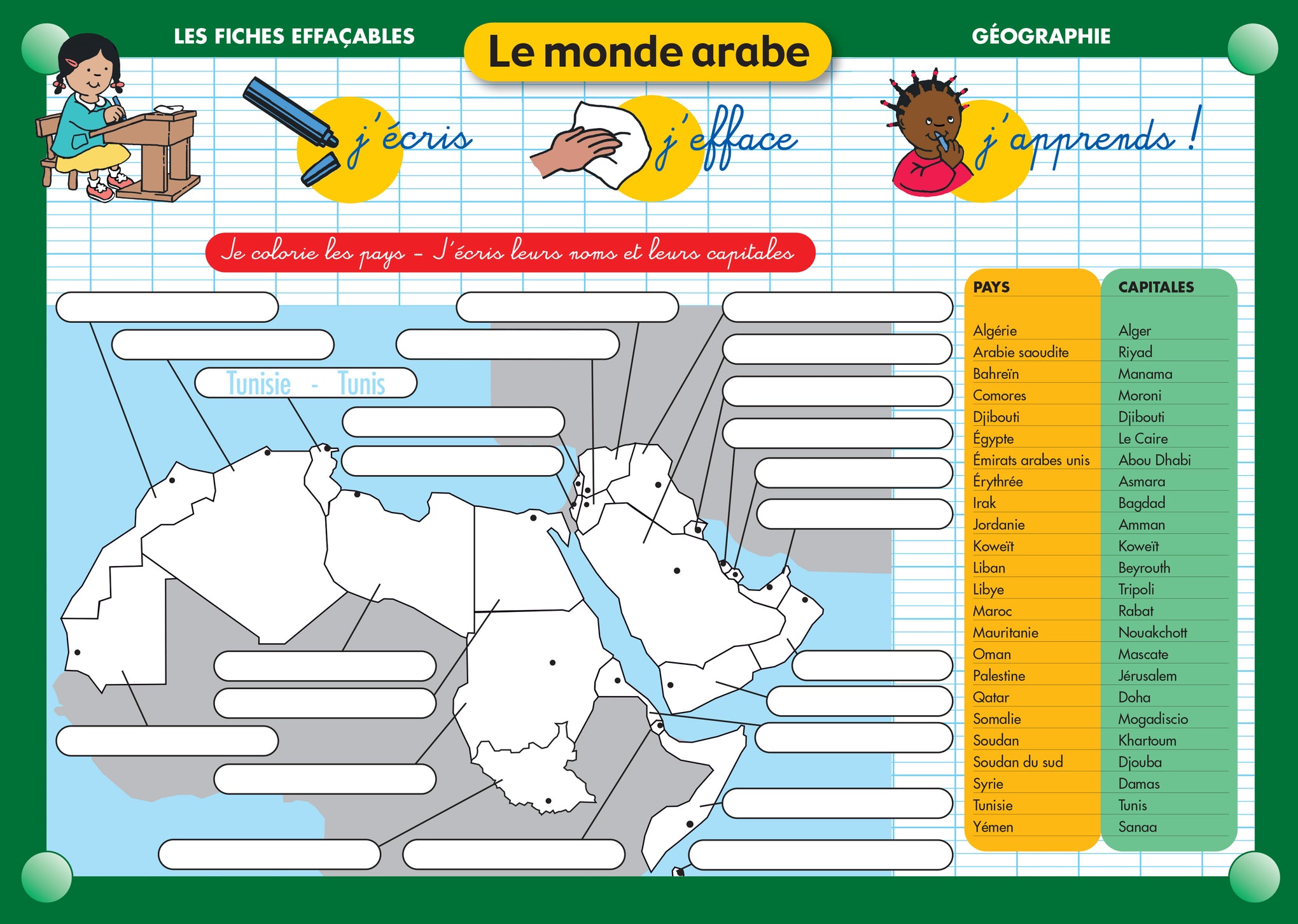 FICHE EFFAÇABLE LE MONDE ARABE