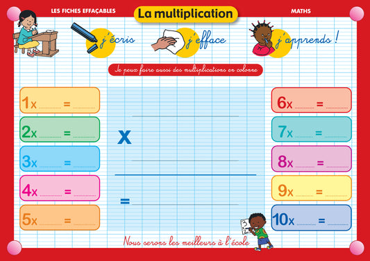 FICHE EFFAÇABLE LA MULTIPLICATION