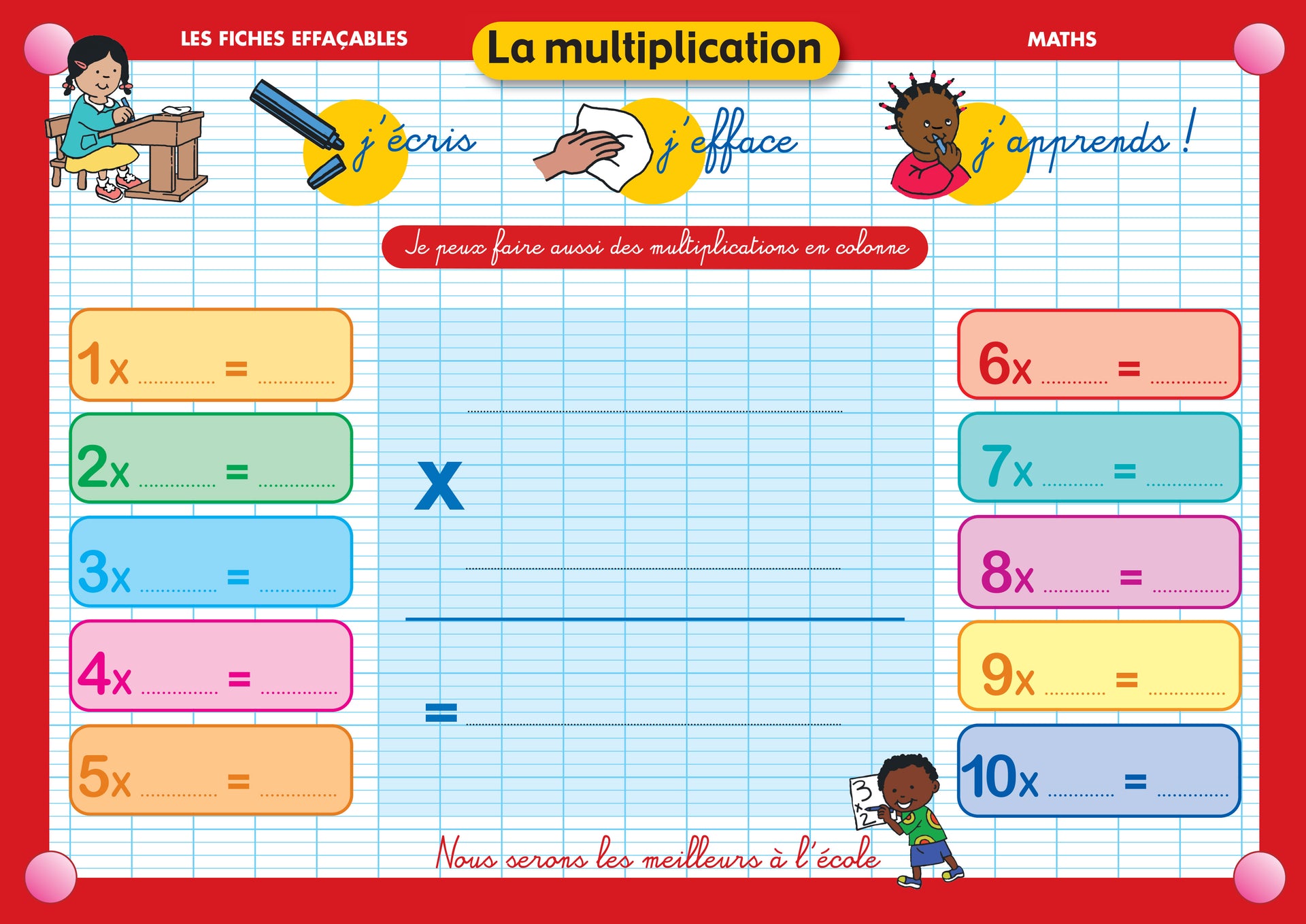 FICHE EFFAÇABLE LA SOUSTRACTION