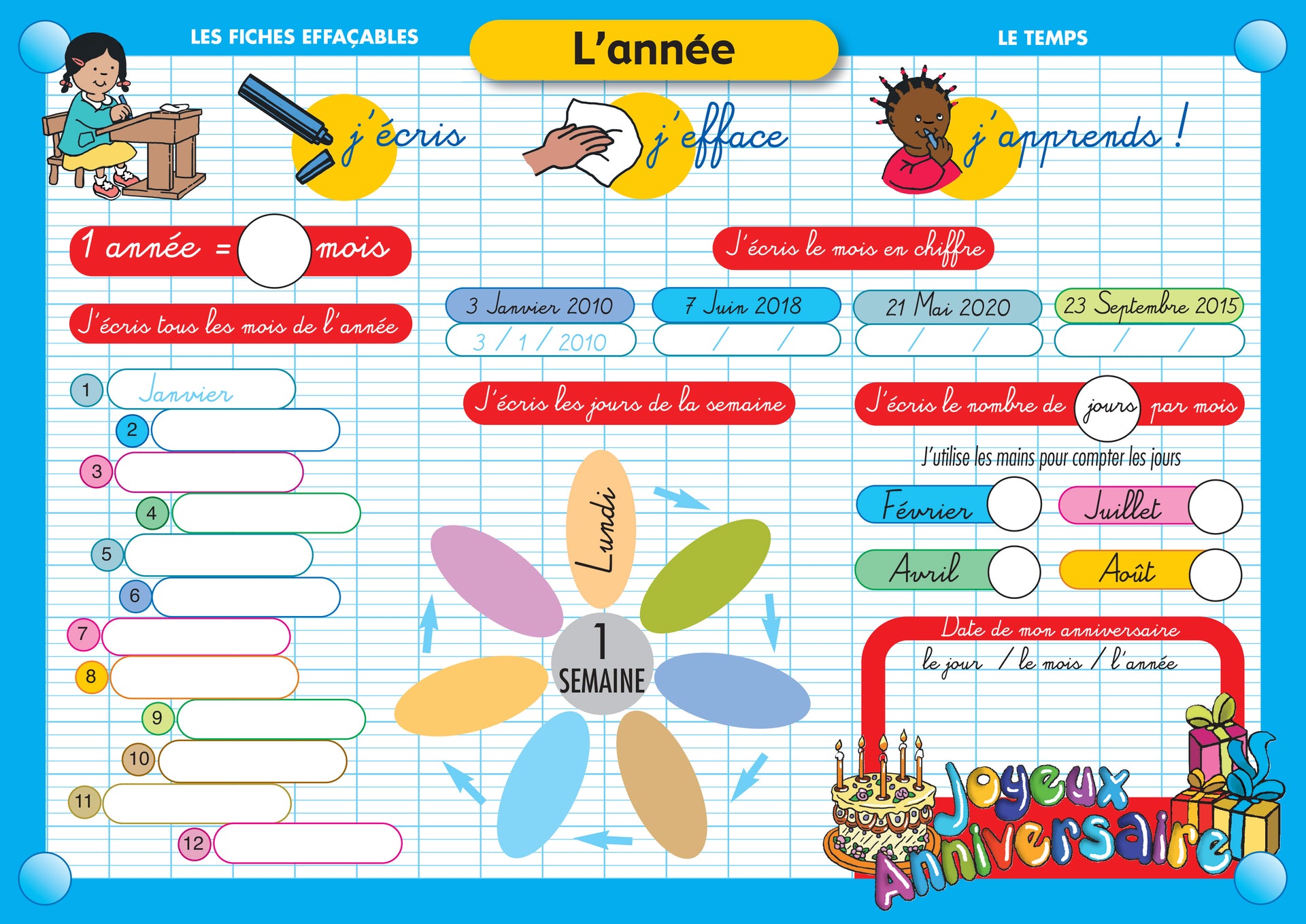 FICHE EFFAÇABLE L'ANNÉE