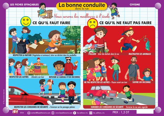 FICHE EFFAÇABLE LA BONNE CONDUITE DANS LA RUE