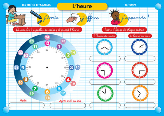 FICHE EFFAÇABLE L'HEURE