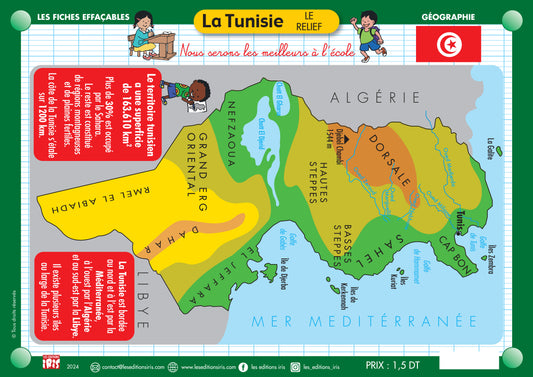 FICHE EFFAÇABLE LA TUNISIE LE RELIEF